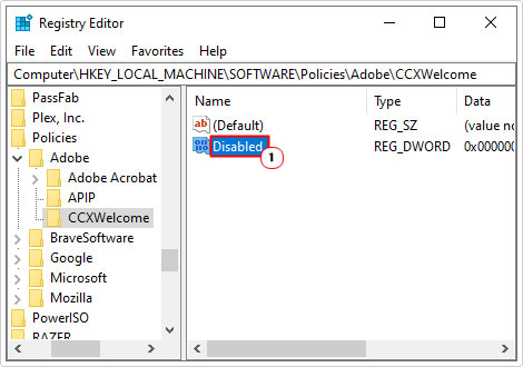 name new dword disabled in CCXWelcome