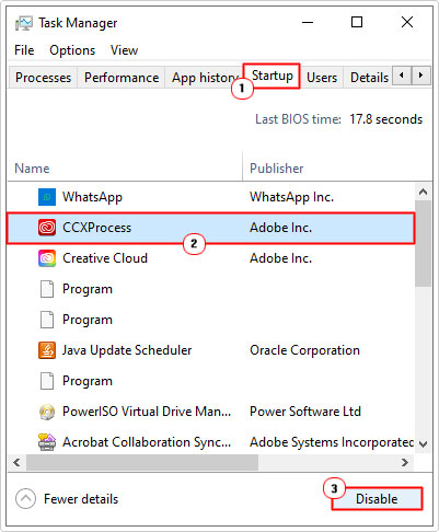 disable CCXProcess in task manager
