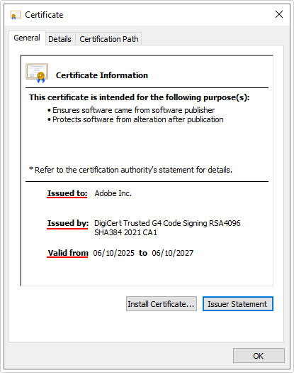check Issued to, Issued by and Valid from in certificate