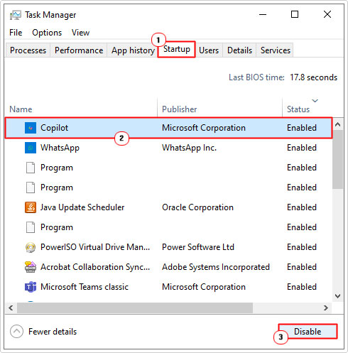 disable app in startup list